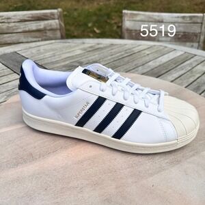 Adidas Mens Superstar Golf Shoes White Collegiate Navy Leather Cleats